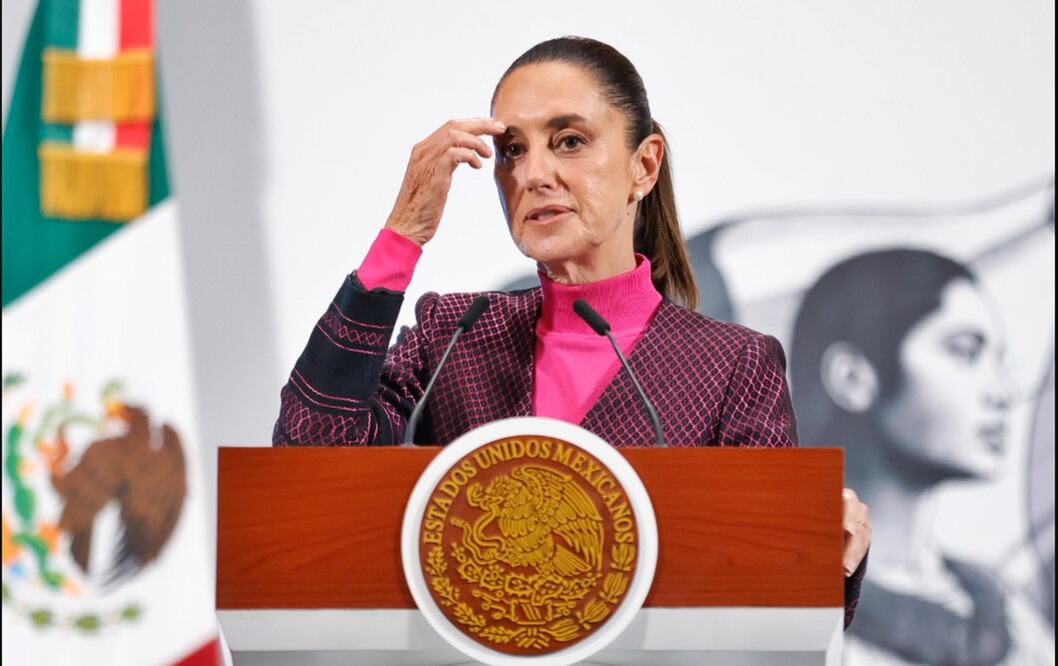 La presidenta Claudia Sheinbaum en la mañanera del 22 de julio de 2025. Foto: Diego Simón Sánchez/EL UNIVERSAL