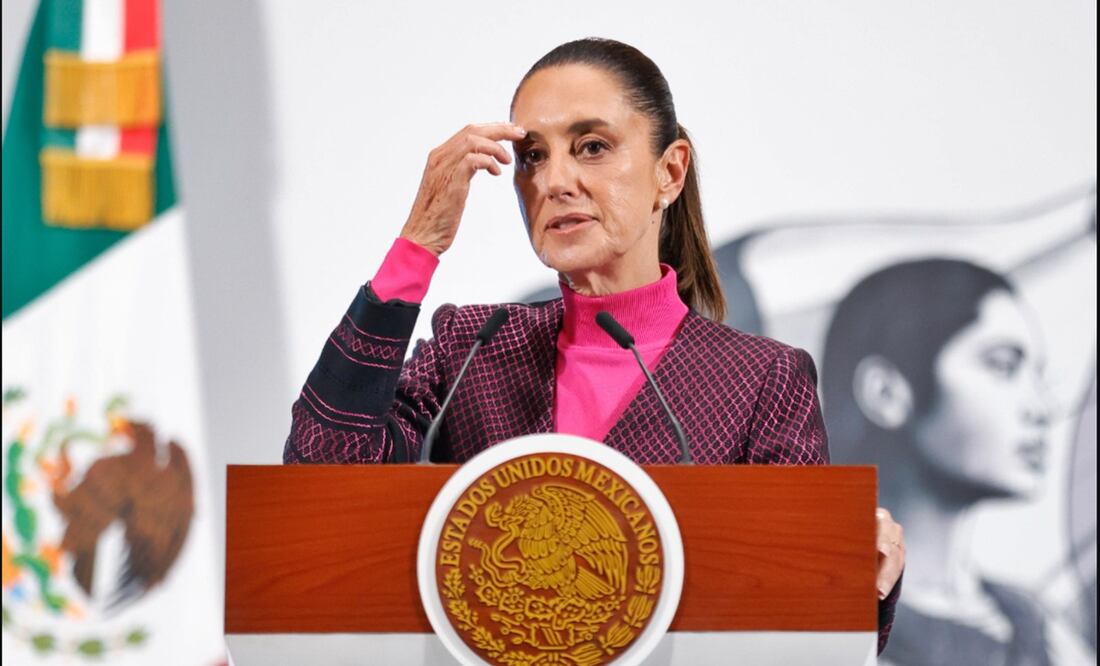 La presidenta Claudia Sheinbaum en la mañanera del 22 de julio de 2025. Foto: Diego Simón Sánchez/EL UNIVERSAL