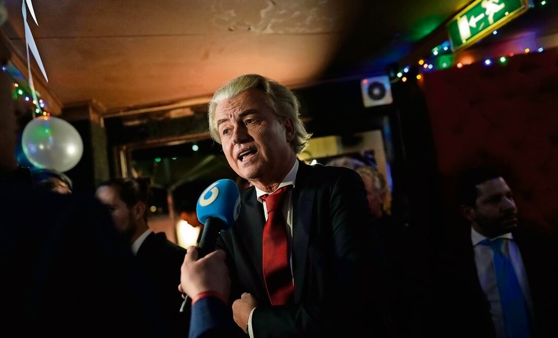 Geert Wilders, líder del Partido por la Libertad (PVV), ayer tras anunciarse los primeros resultado. Foto: Peter Dejong / AP