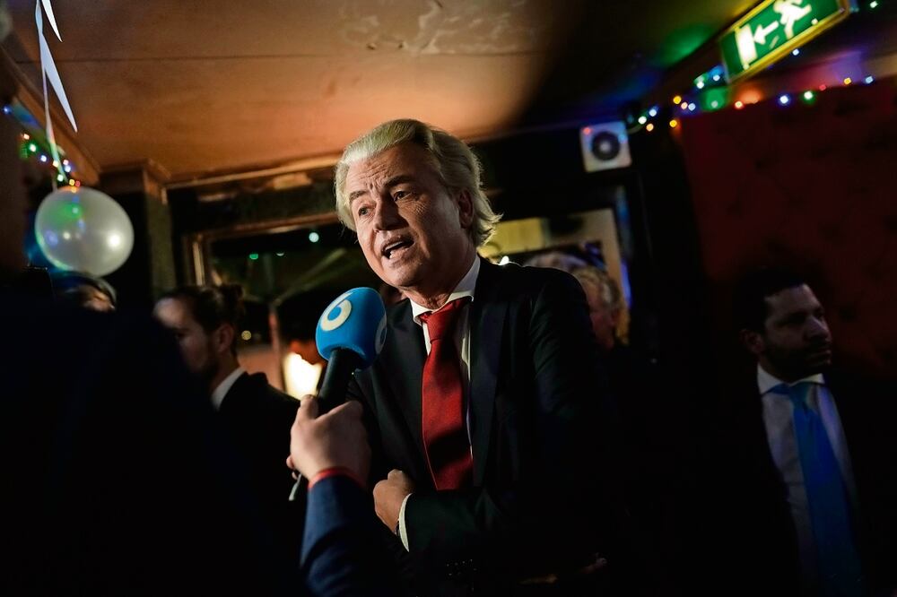 Geert Wilders, líder del Partido por la Libertad (PVV), ayer tras anunciarse los primeros resultado. Foto: Peter Dejong / AP