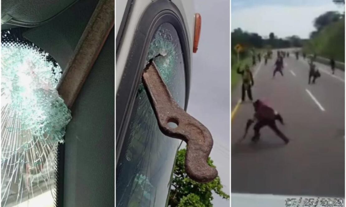 Armados con fierros y otras cosas, decenas de delincuentes se colocan sobre la Ruta del Sol, en Colombia, para obligar a los vehículos a detenerse. FOTO: CAPTURA