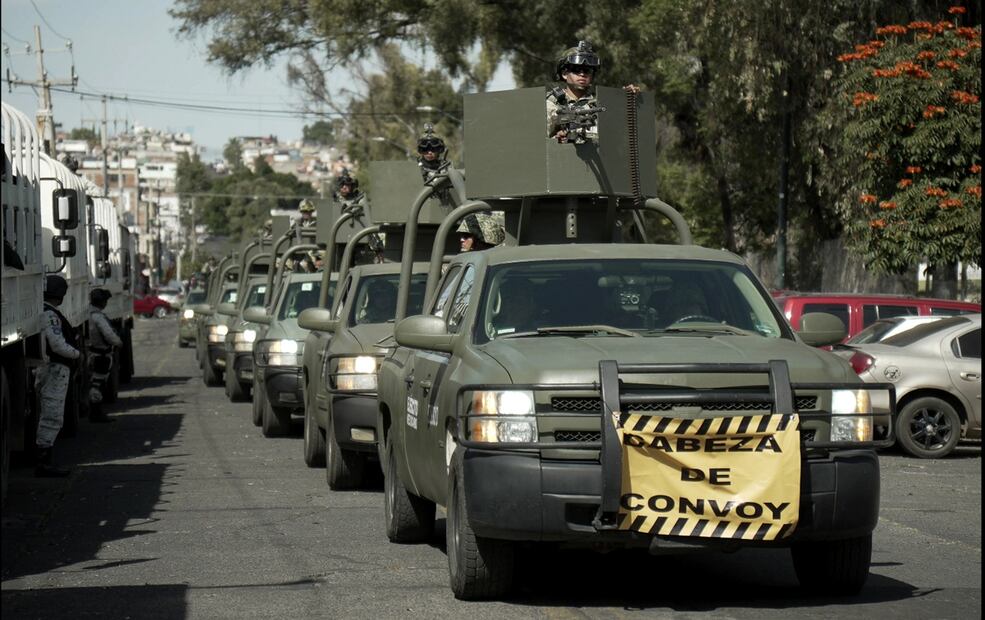 Integrantes de la Guardia Nacional y Ejército llegan a Morelia como parte del Plan Michoacán por la paz y la justicia, para contener la violencia y combatir a cárteles del narcotráfico en Michoacán, el lunes 10 de noviembre de 2025. Foto: EFE
