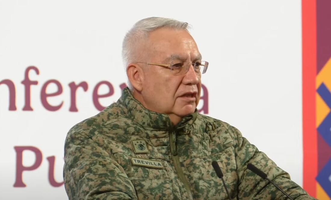 El general Ricardo Trevilla Trejo, titular de la Secretaría de la Defensa Nacional (Defensa), durante la mañanera del 25 de febrero del 2025. Foto: Captura de pantalla