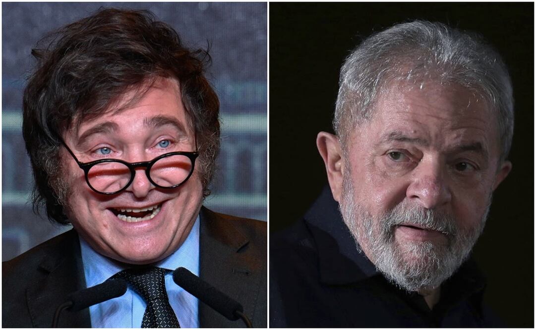 El presidente de Brasil, Luiz Inácio Lula da Silva, calificó como una "estupidez inmensa" el que un presidente de un país importante como Argentina no participe en una reunión con el Mercosur. Foto de Milei: AFP. Foto de Lula da Silva: EFE