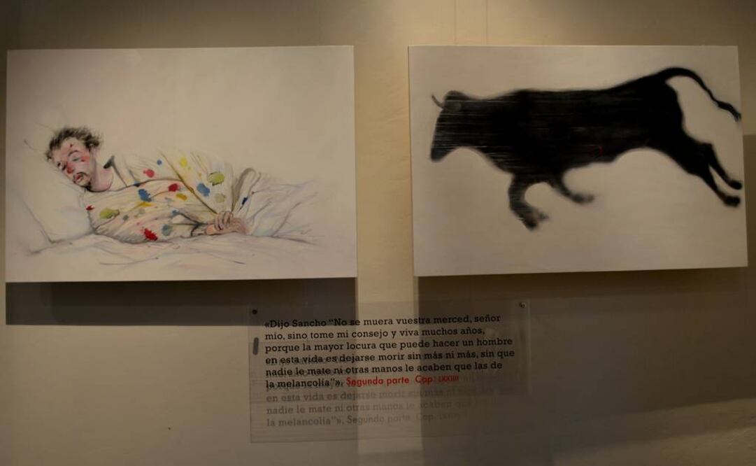 "El Quijote, la locura de vivir" se presenta en el Salón de Vestigios del Palacio de la Autonomía hasta el 31 de julio. La entrada es gratuita. FOTO: Edgar Rivera/EL UNIVERSAL.