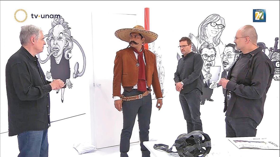 El Chamuco TV es un programa de moneros de TV UNAM y Canal 22. Participan El Fisgón, Helguera, Hernández, Rapé y Patricio Ortiz. FOTOS: ESPECIAL