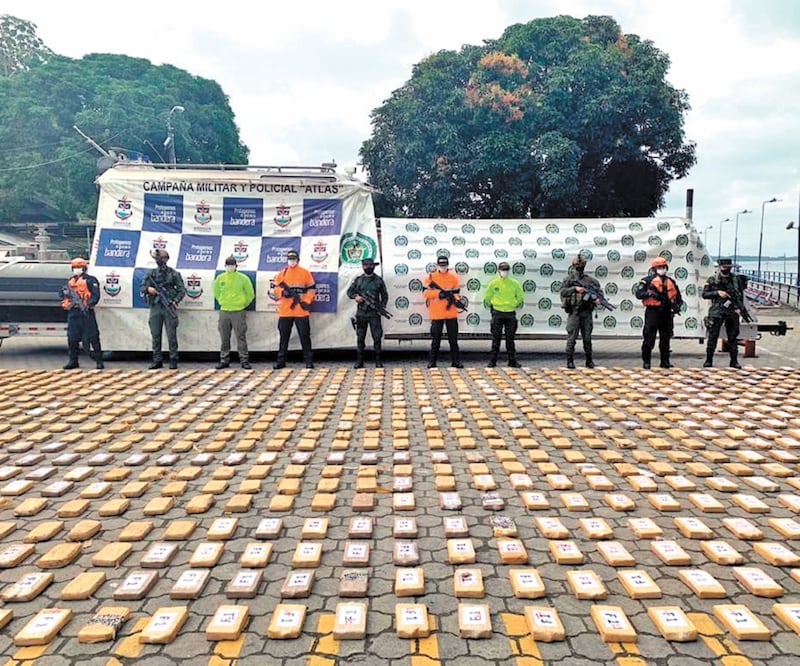 La cocaína incautada en Colombia al Cártel Jalisco. POLICÍA NACIONAL DE COLOMBIA