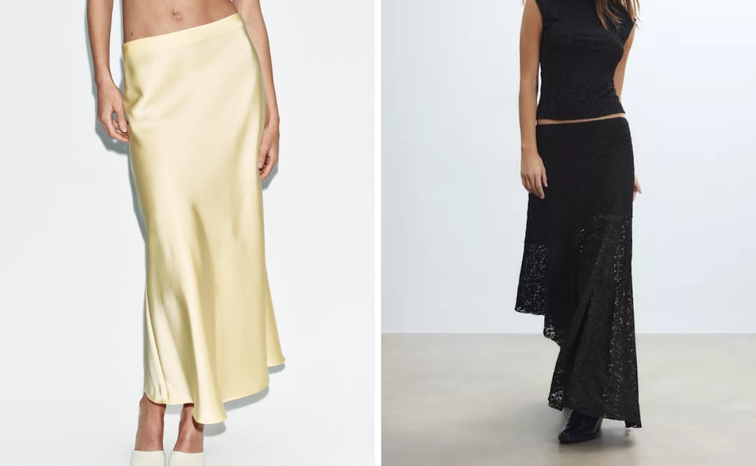 Las faldas que están dominando el street style en 2026. Foto: Zara, Stradivarius
