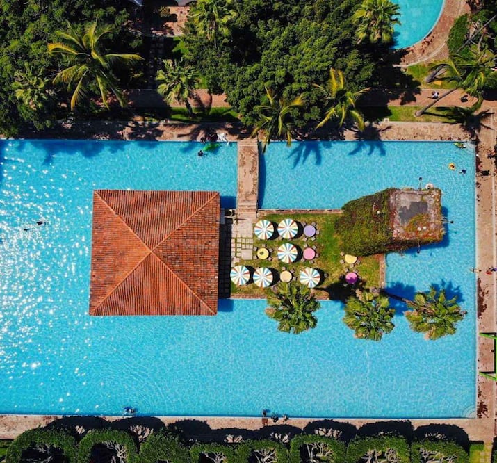 La Ex Hacienda de Temixco, en Morelos, conserva parte de su antigua arquitectura. Foto: Facebook Ex Hacienda de Temixco Parque Acuático