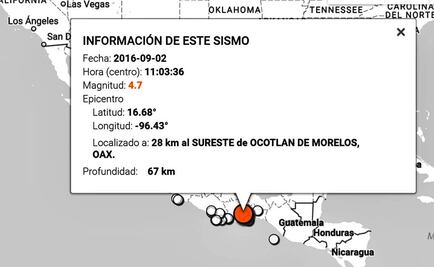 Se registra sismo de 4.7 grados en Oaxaca