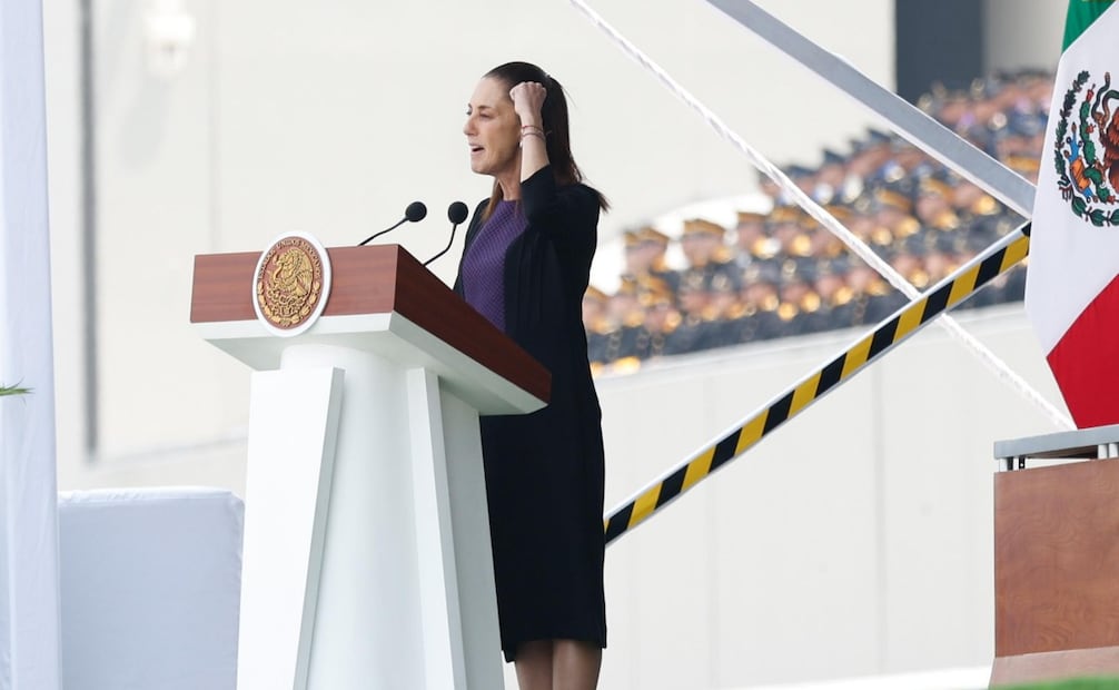 La presidenta Claudia Sheinbaum durante la ceremonia por el 106 Aniversario de la Columna de la Legalidad, realizada en el Heroico Colegio Milita (11/05/2026). Foto: Diego Simón Sánchez/ EL UNIVERSAL