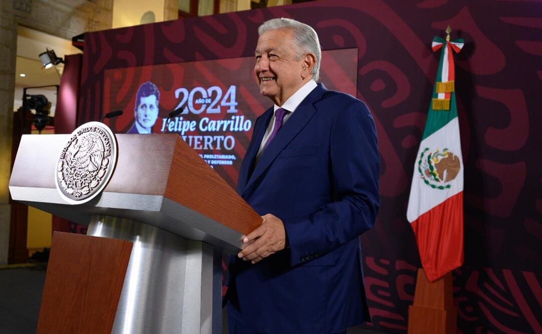 López Obrador en su mañanera del 26 de agosto en Palacio Nacional. Foto: Presidencia