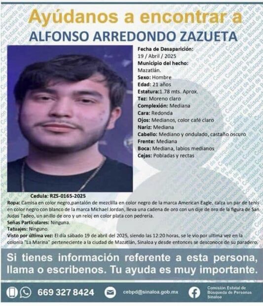 Desaparecen tres jóvenes en Mazatlán; familias piden apoyo para localizarlos. Foto: Especial