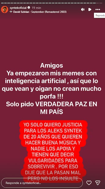 Aleks Syntek pide paz en México y a no hacer caso de sus memes hechos con IA.