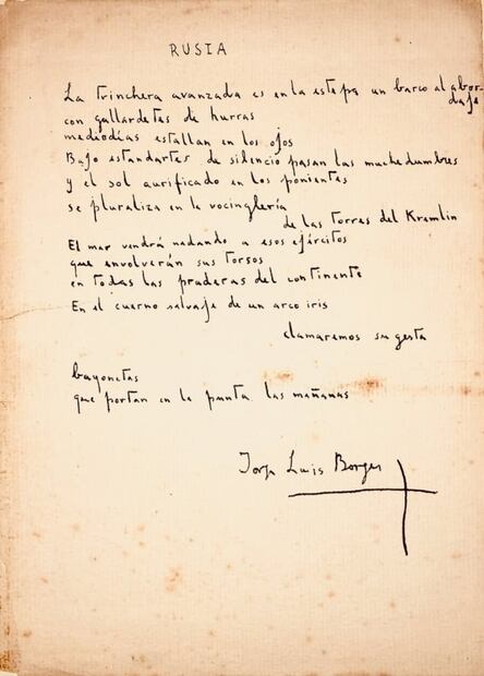 Textos a puño y letra de Borges, y hasta con mensajes de su abuela, a subasta