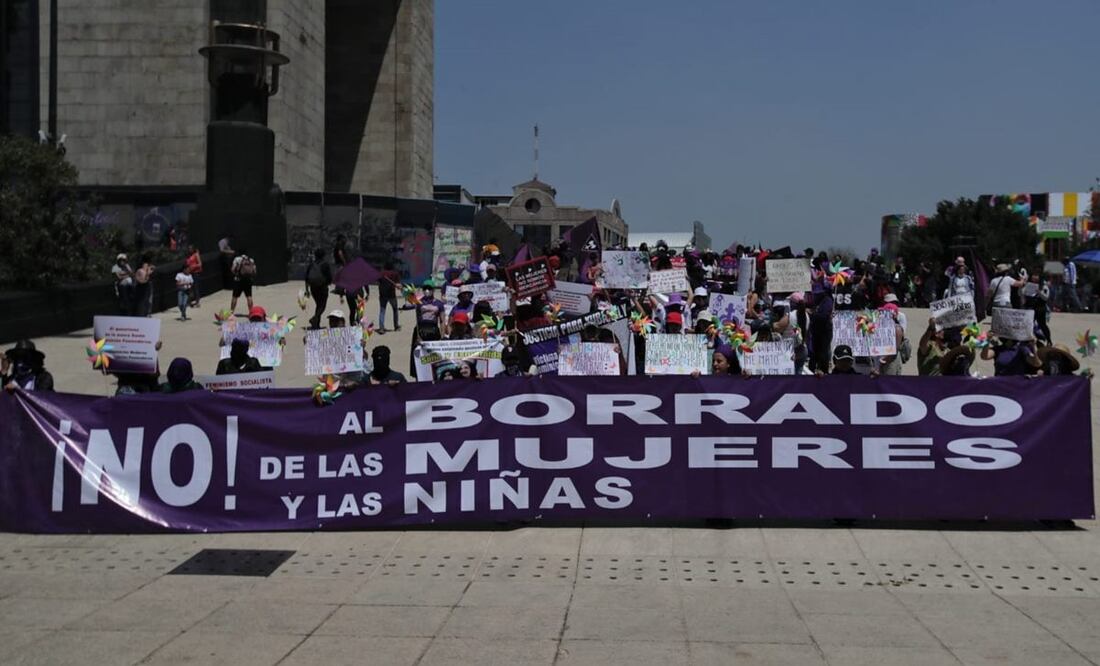 Aspectos de la manifestación en contra del borrado de las mujeres que partió del Monumento de la Revolución y finalizó en la Antimonumenta / Foto: Fernanda Rojas EL UNIVERSAL