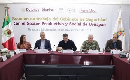 Harfuch se reúne con Grecia Quiroz en Michoacán; Gabinete de Seguridad recorre Uruapan