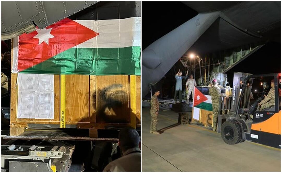 El rey de Jordania dijo que el intrépido personal de la Fuerza Aérea lanzó desde el aire a medianoche ayuda médica urgente al hospital de campaña jordano en Gaza. Foto: X @KingAbdullahII