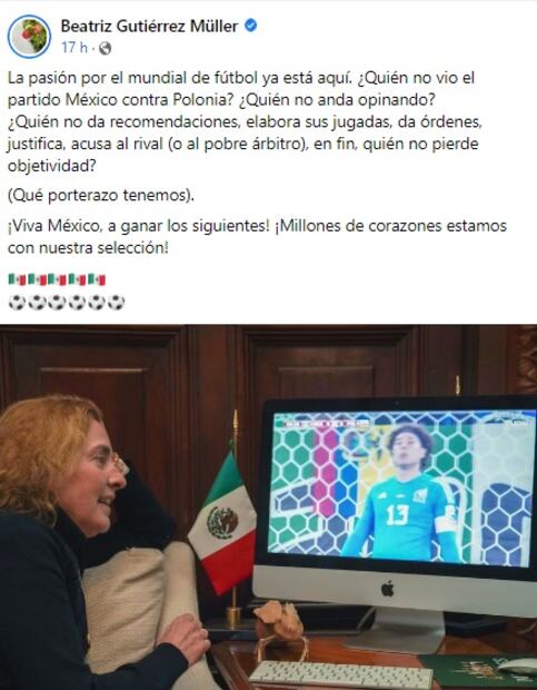 Beatriz Gutiérrez Müller comparte su pasión por el mundial de Qatar y manda mensaje a Memo Ochoa