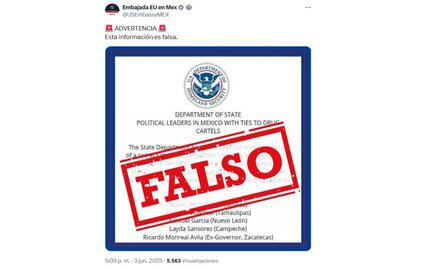 Embajada de EU en México desmiente lista de políticos mexicanos ligados al narco; "es información falsa" 