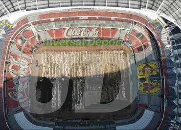 Así se ve el Estadio Azteca con los trabajos en el cambio de césped