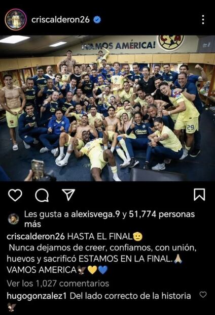 El like de Alexis Vega a la publicación del Chicote Calderón