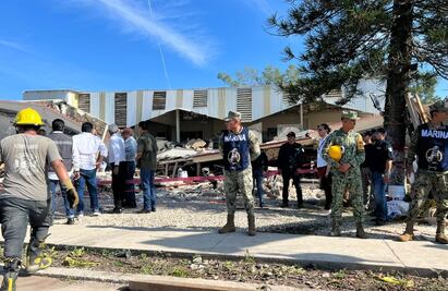 FOTOS y VIDEOS: Continúan maniobras en Iglesia de Ciudad Madero para retirar escombros tras derrumbe 