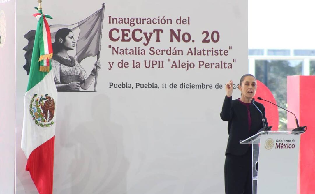 Claudia Sheinbaum durante la inauguración del Centro de Estudios Científicos y Tecnológicos (Cecyt) 20 “Natalia Serdán Alatriste” y de la Unidad Profesional Interdisciplinaria de Ingeniería (UPII) “Alejo Peralta y Díaz Cevallos” en Puebla. Foto: Omar Contreras|EL UNIVERSAL