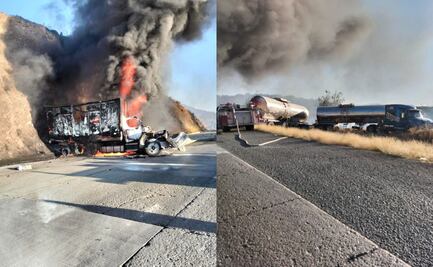 Choque entre cinco tráileres en carretera de Zacatecas deja dos muertos; fuego desencadena incendio forestal