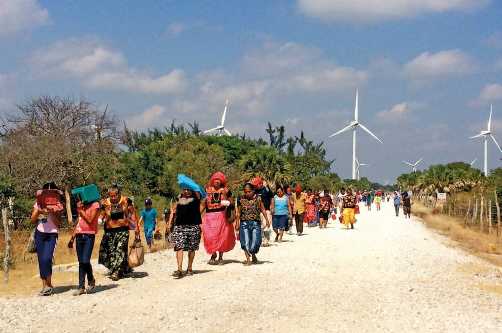 La peregrinación inicia en la ciudad de Juchitán y recorre 10 kilómetros. Para llegar al santuario, los pobladores atraviesan una empresa eólica que abre sus puertas únicamente cuando es la celebración del animal sagrado (FOTO: ROSELIA CHACA. EL UNIVERSA