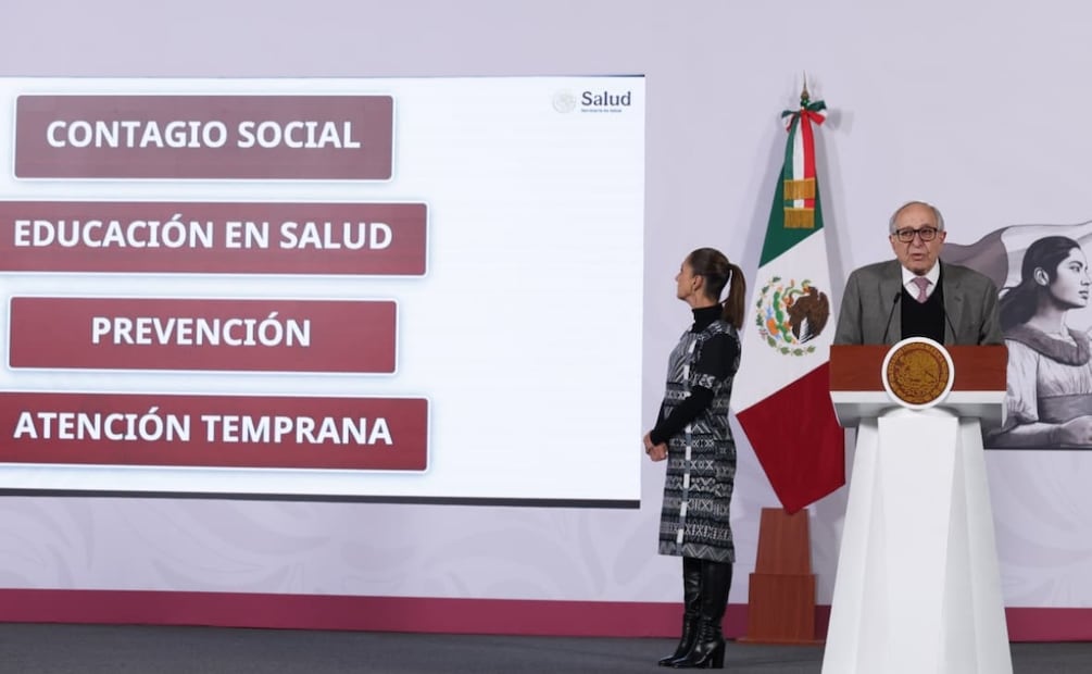 David Kershenobich, secretario de Salud, durante la conferencia del pueblo en Palacio Nacional el 27 de enero de 2026. Foto: Carlos Mejía / EL UNIVERSAL