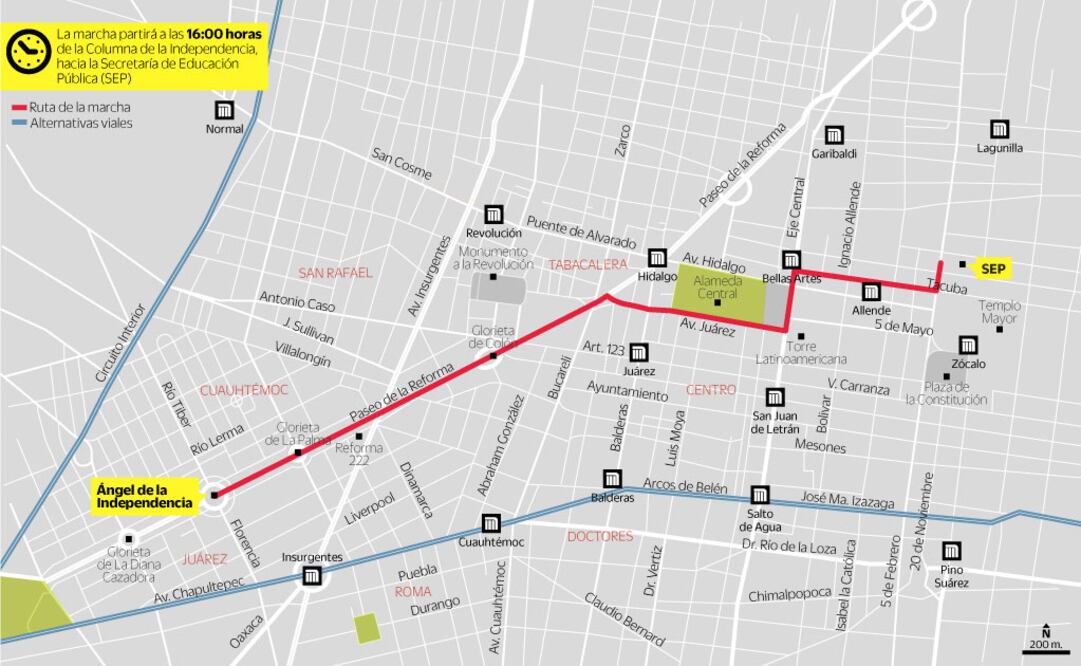 Alternativas viales para la marcha de hoy (ESPECIAL)