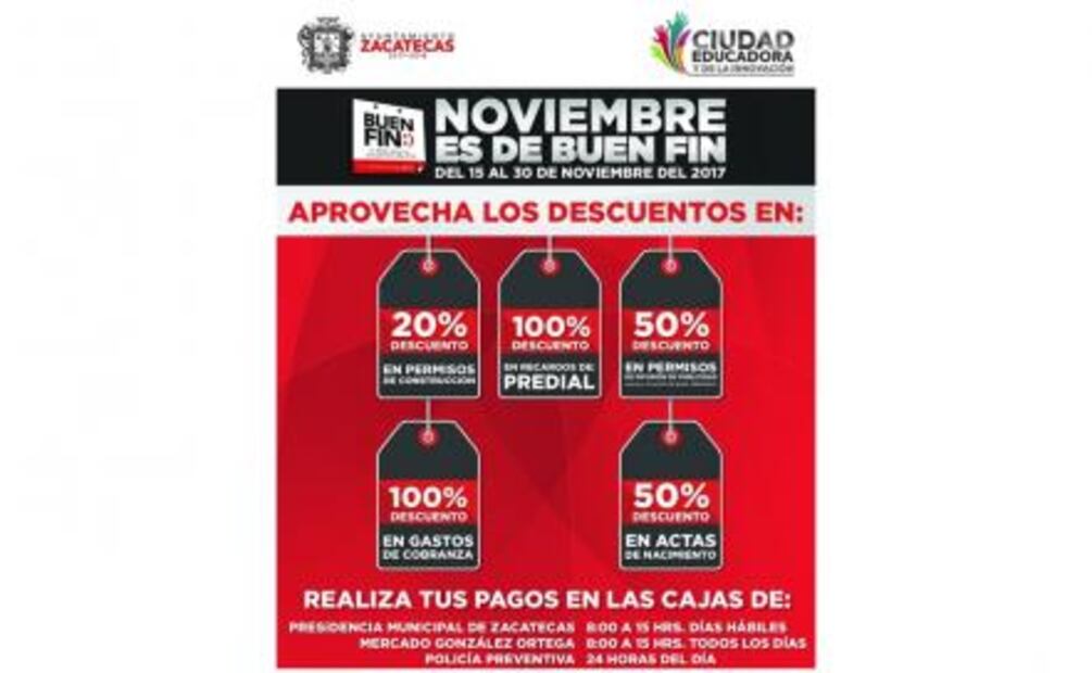 Gobiernos locales lanzan promociones de Buen Fin 