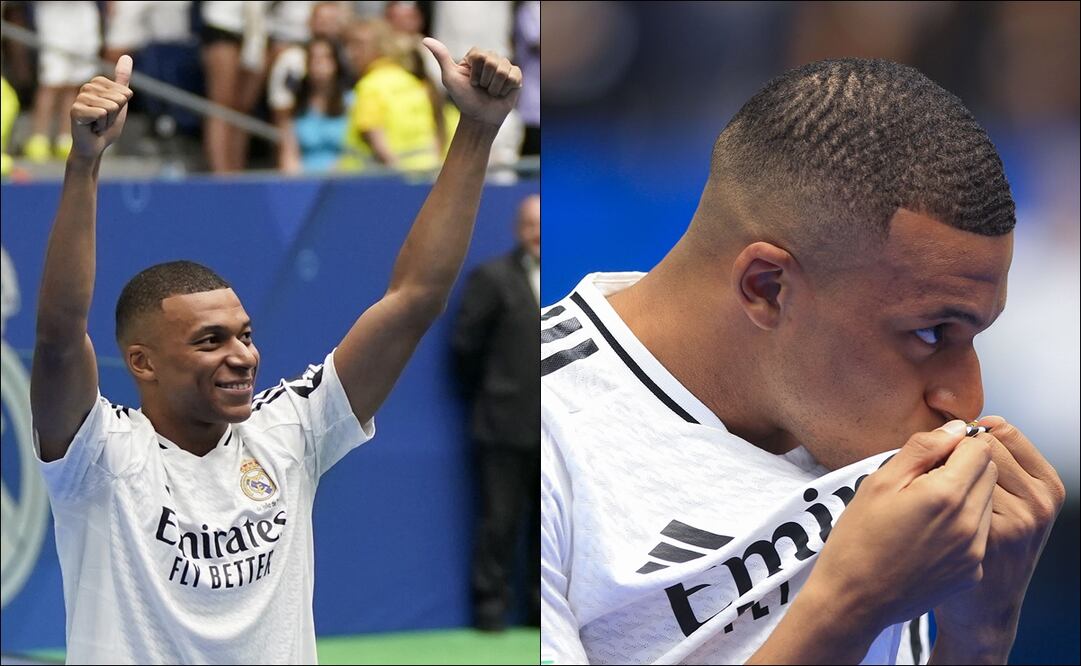 Kylian Mbappé rindió homenaje a Cristiano Ronaldo en su presentación con el Real Madrid / FOTO: EFE y AP