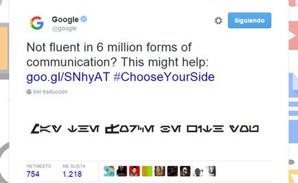 Google incluye idioma de Star Wars en traductor