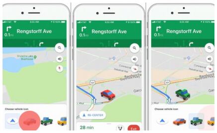 Google Maps cambia su flecha azul por autos para iOS