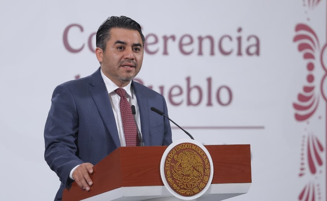 Efraín Morales López, titular de Conagua, en la conferencia matutina en Palacio Nacional el 24 de septiembre de 2025. Foto: Gabriel Pano / EL UNIVERSAL