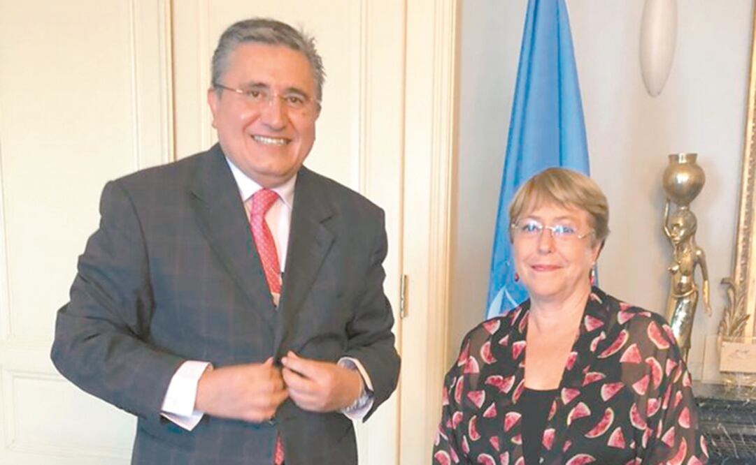 Luis Raúl González Pérez, titular de la CNDH, se reunió con Michelle Bachelet, Alta Comisionada de las Naciones Unidas, en Ginebra, Suiza. Foto: TOMADA DE TWITTER