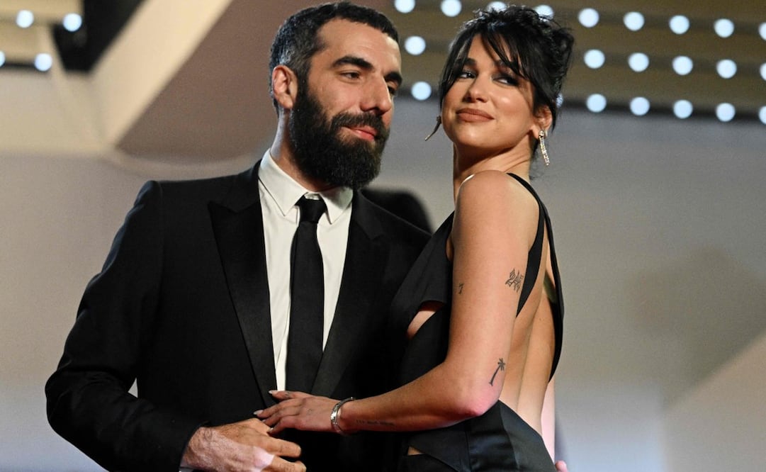 Dua Lipa y su novio, el cineasta Romain Gavras se lucen en el Festival de Cine de Cannes. Foto: AFP.