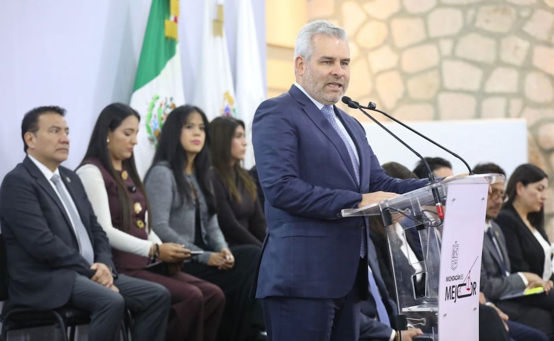 El gobernador de Michoacán, Alfredo Ramírez Bedolla, en conferencia de prensa este lunes 10 de noviembre de 2025. Foto: Especial