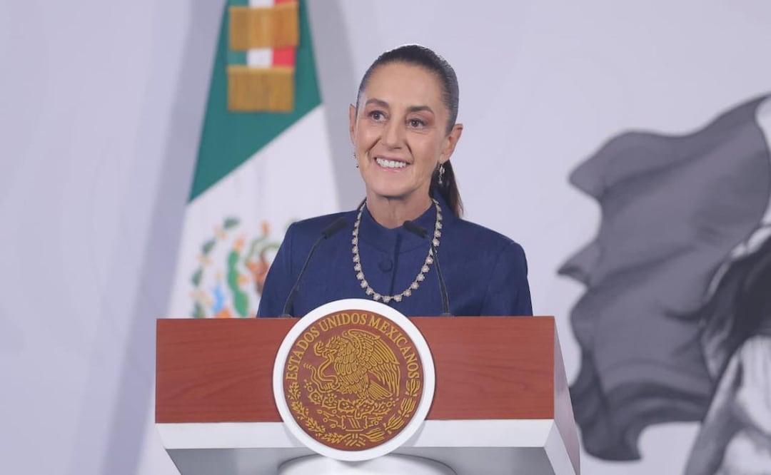 Presidenta Claudia Sheinbaum durante su conferencia de prensa este 9 de julio del 2026 desde Palacio Nacional (09/07/2026). Foto: Gabriel Pano / EL UNIVERSAL