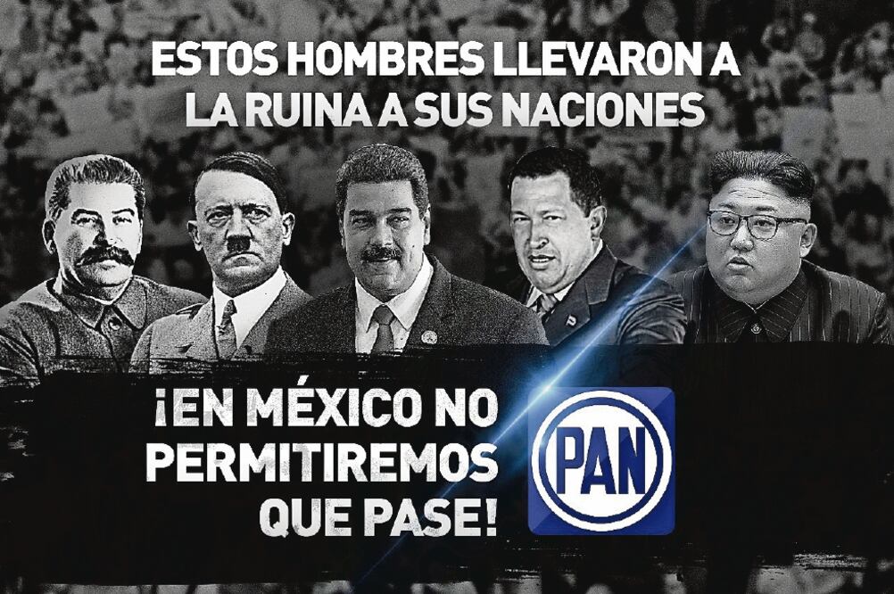 Campaña albiazul. El PAN advierte la posibilidad de un régimen de mano dura en un volante en el que aparecen líderes políticos. (ESPECIAL)