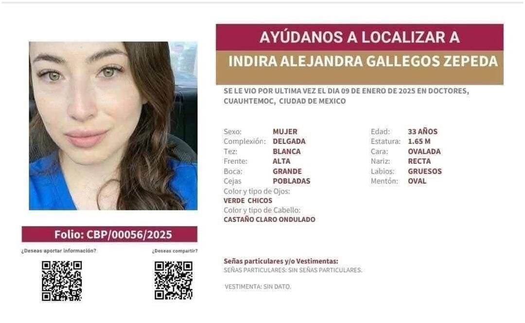 Indira Alejandra Gallegos era originaria de Chihuahua y fue encontrada sin vida en la Ciudad de México (11/01/2025). Foto: Especial