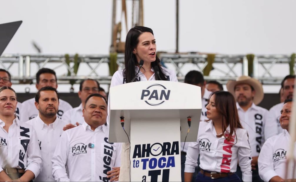 Miriam Martínez, coordinadora de la “Defensa de la Patria, la Familia y la Libertad” en Tlaxcala por el PAN el 12 de septiembre de 2026. Foto: X @JorgeRoHe