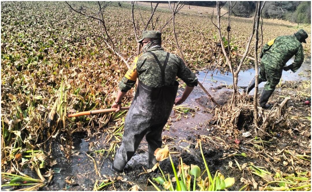 Aplicación de Plan DN-III-E por parte del ejército mexicano en la presa Endhó en Hidalgo (17/01/2025). Foto: Especial
