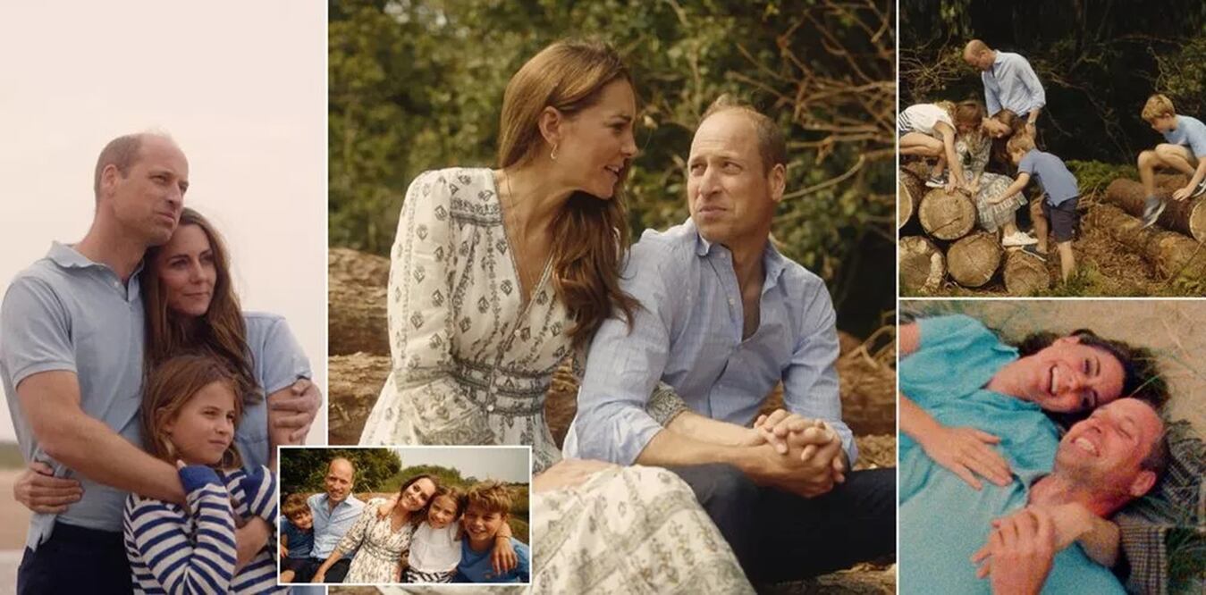 Imágenes de Kate Middleton y su familia, tomadas del video difundido por los Príncipes de Gales en sus redes. FOTO: CAPTURA