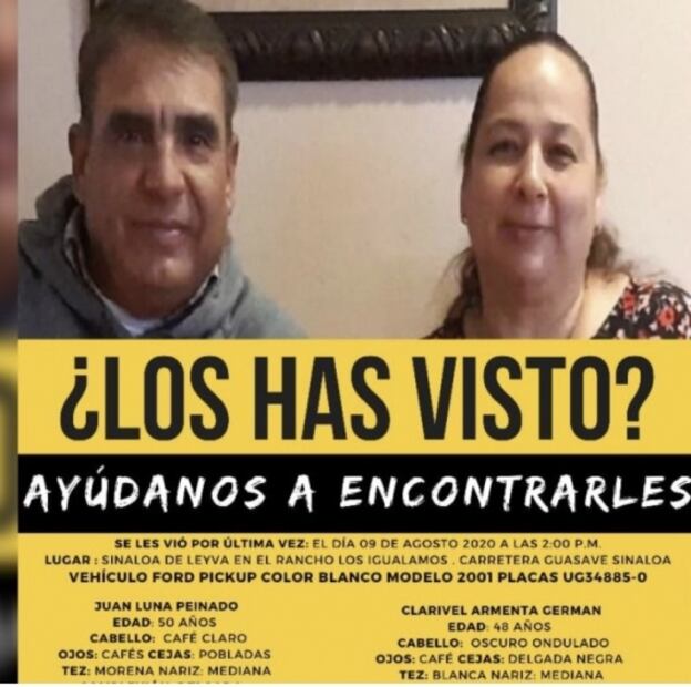 Buscan a matrimonio desaparecido hace 50 días en Sinaloa 