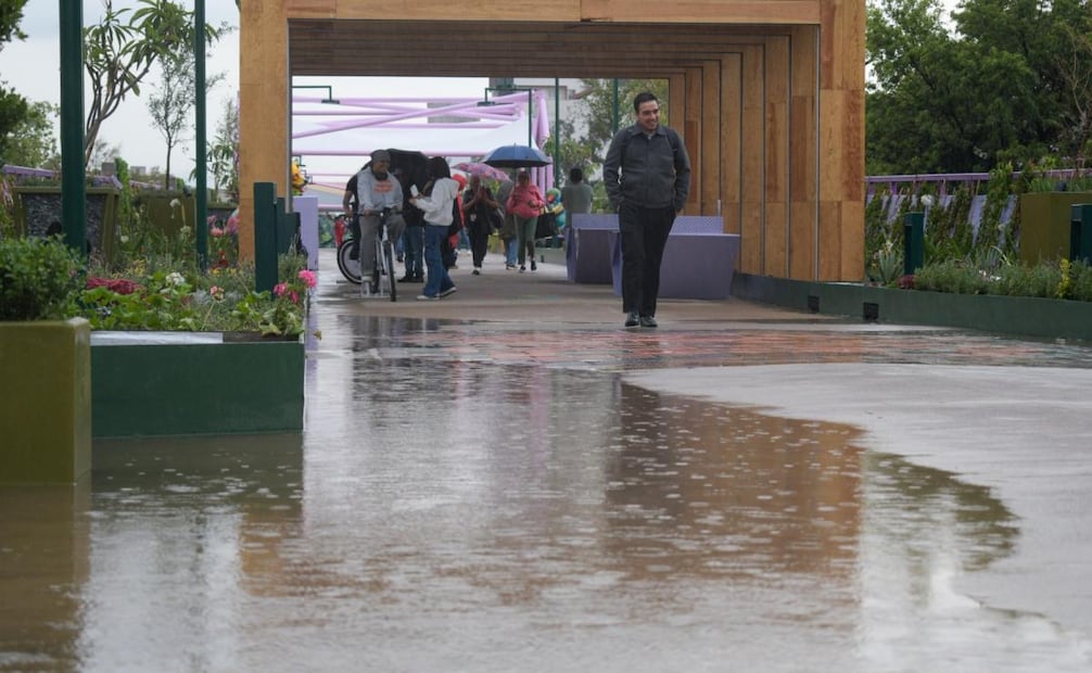 Parque Elevado Tlalpan registra encharcamientos por segundo día; lluvias alcanzan zonas techadas.
Foto: Santiago Cadena / EL UNIVERSAL