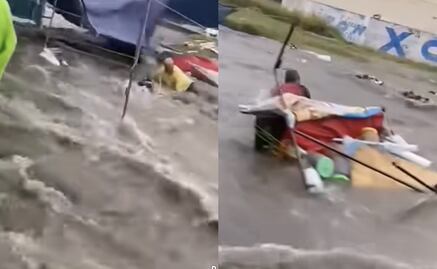 Lluvia en Aguascalientes causa inundación en tianguis; además, deja árboles caídos y autos varados