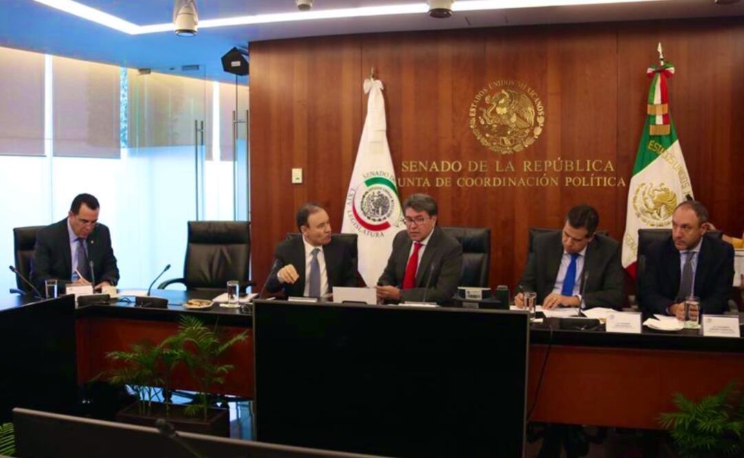 El secretario de Seguridad y Protección Ciudadana se reunió con senadores de Morena. Foto: Twitter @AlfonsoDurazo